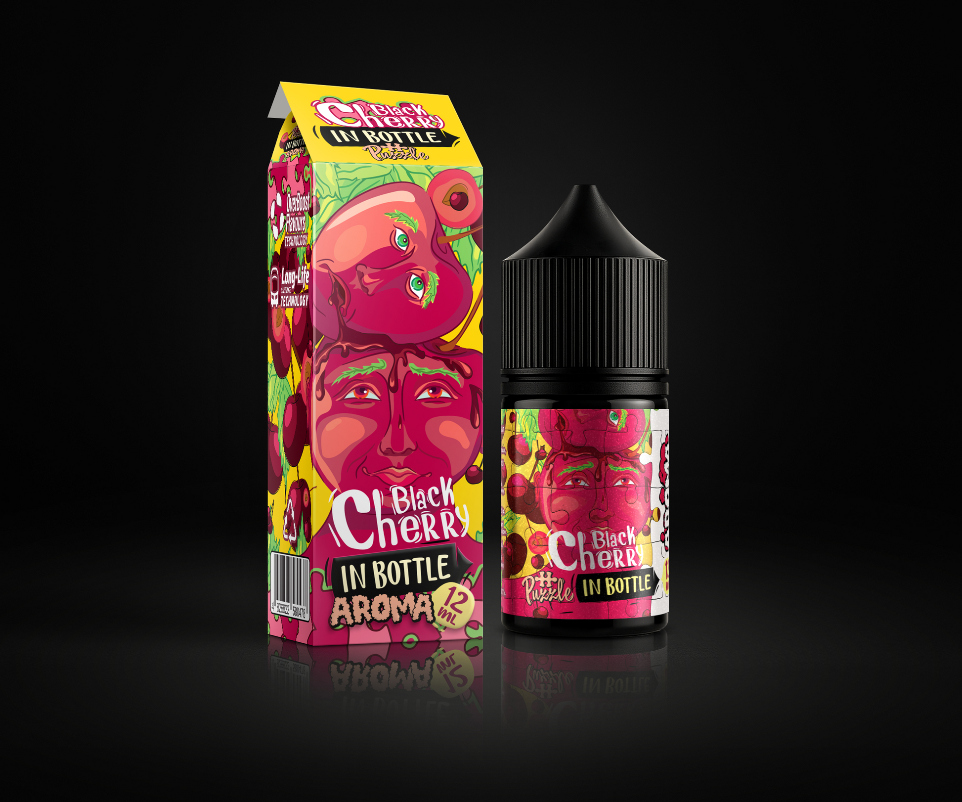 Black Cherry e-liquid and flavor packaging