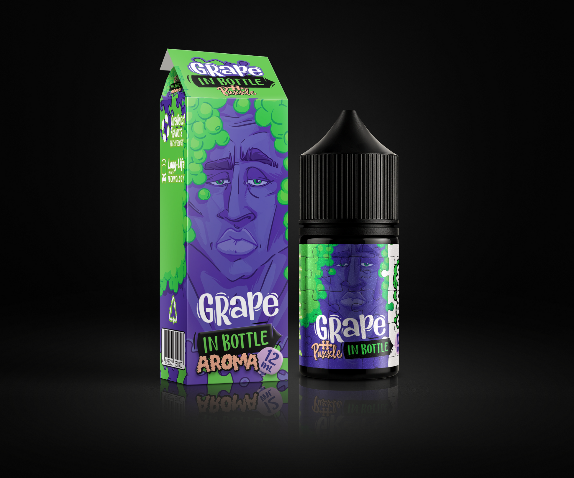 Grape e-liquid and flavor packaging