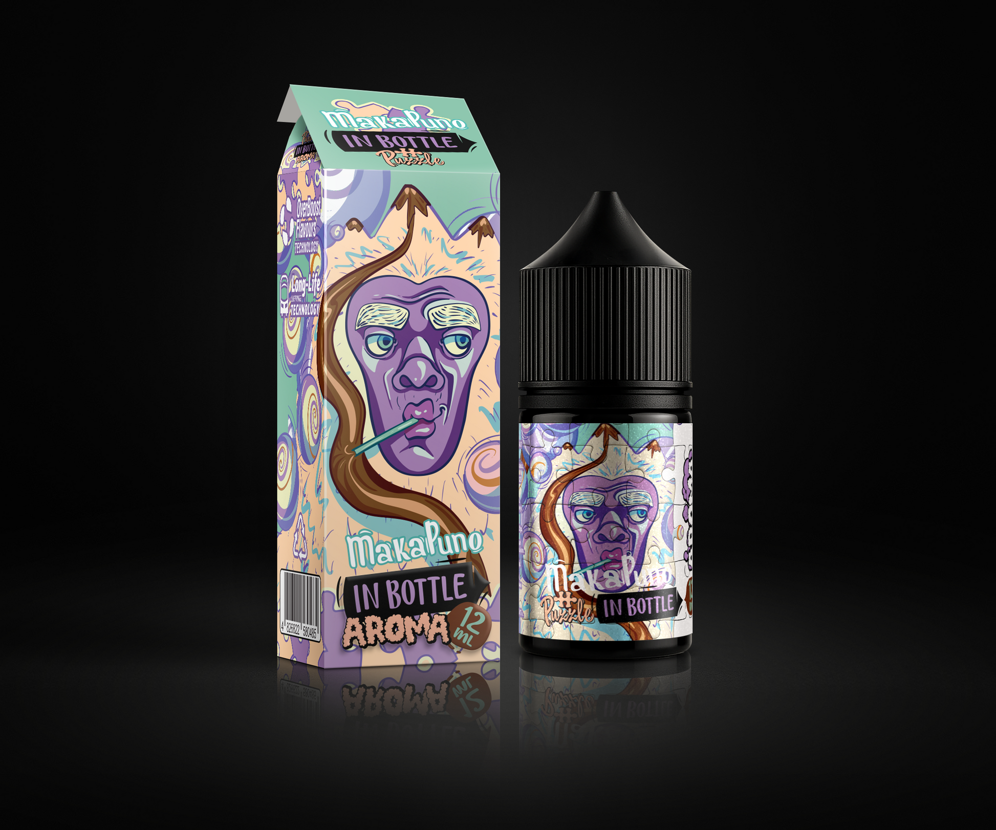Makapuno e-liquid and flavor packaging