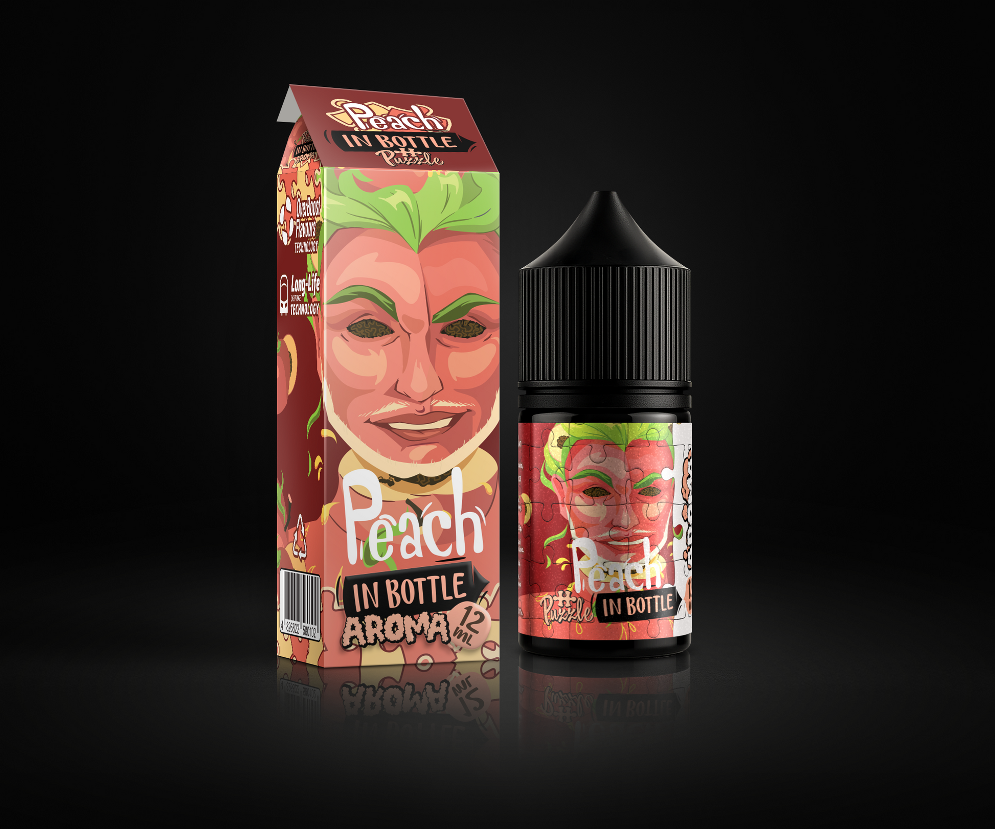 Peach e-liquid and flavor packaging