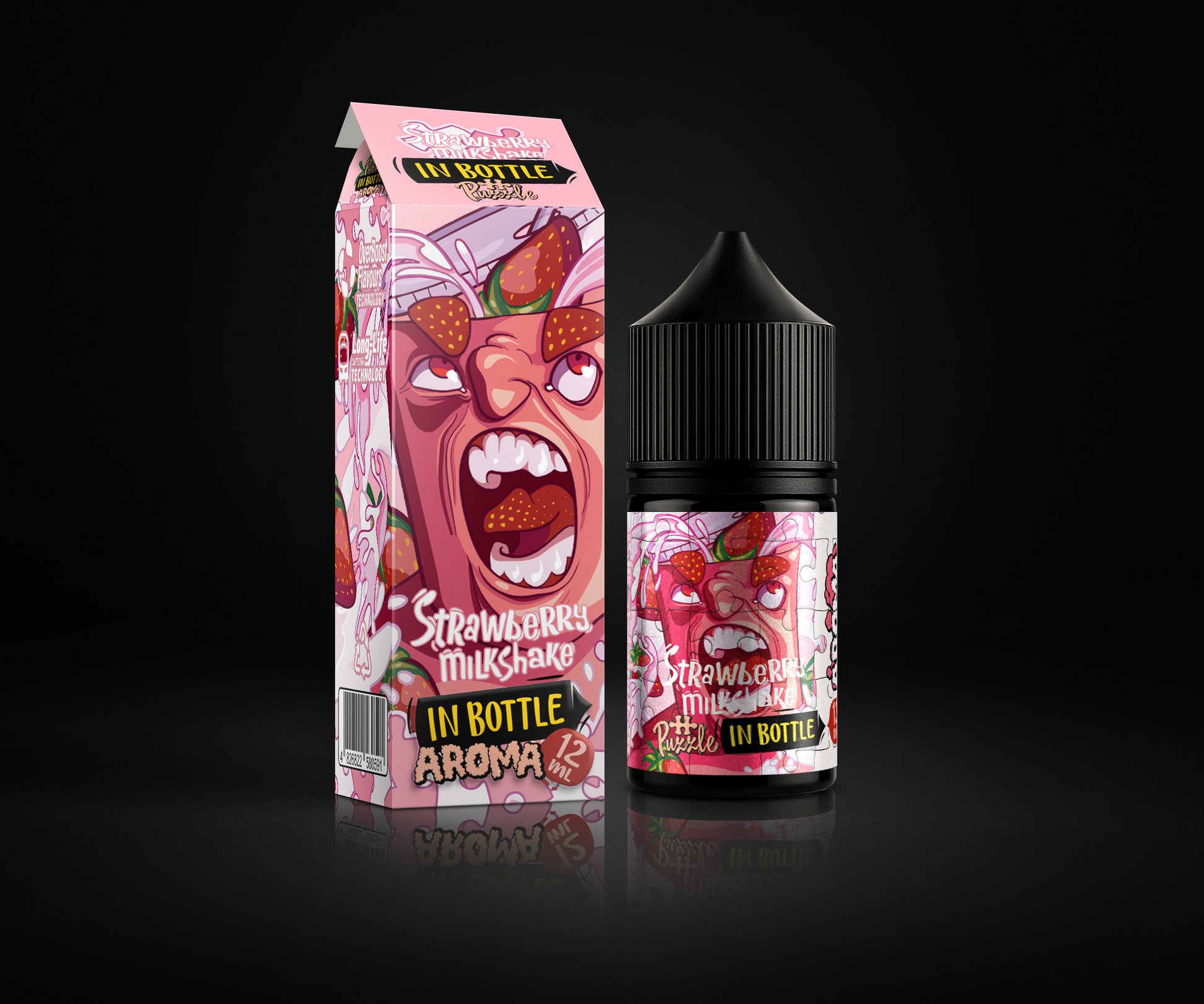 Strawberry Milkshake e-liquid and flavor packaging