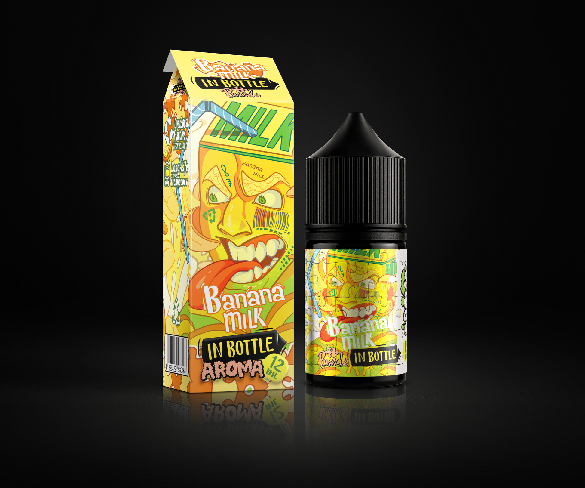 Banana Milk e-liquid and flavor packaging