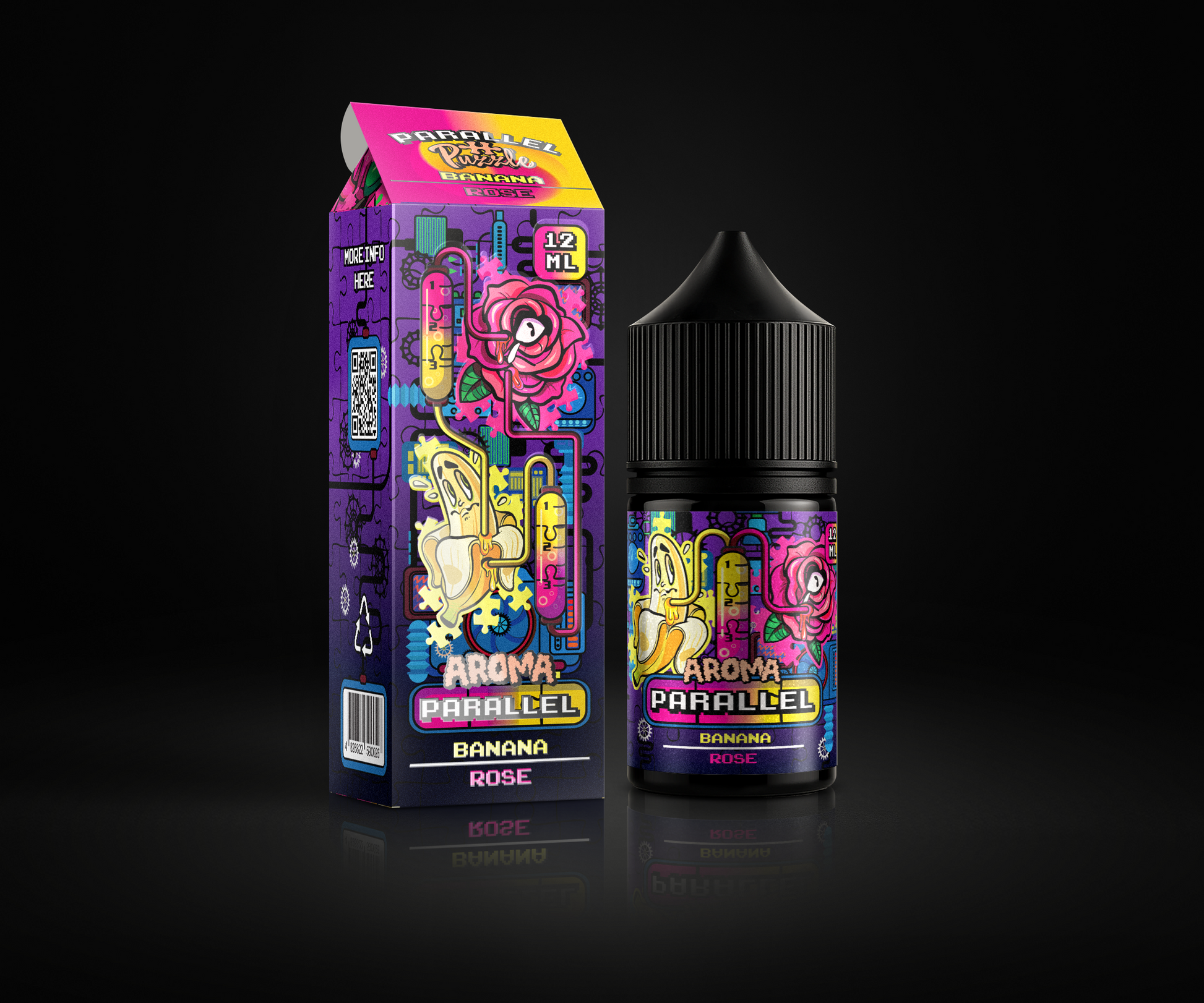 Parallel Banana Rose e-liquid and flavor packaging