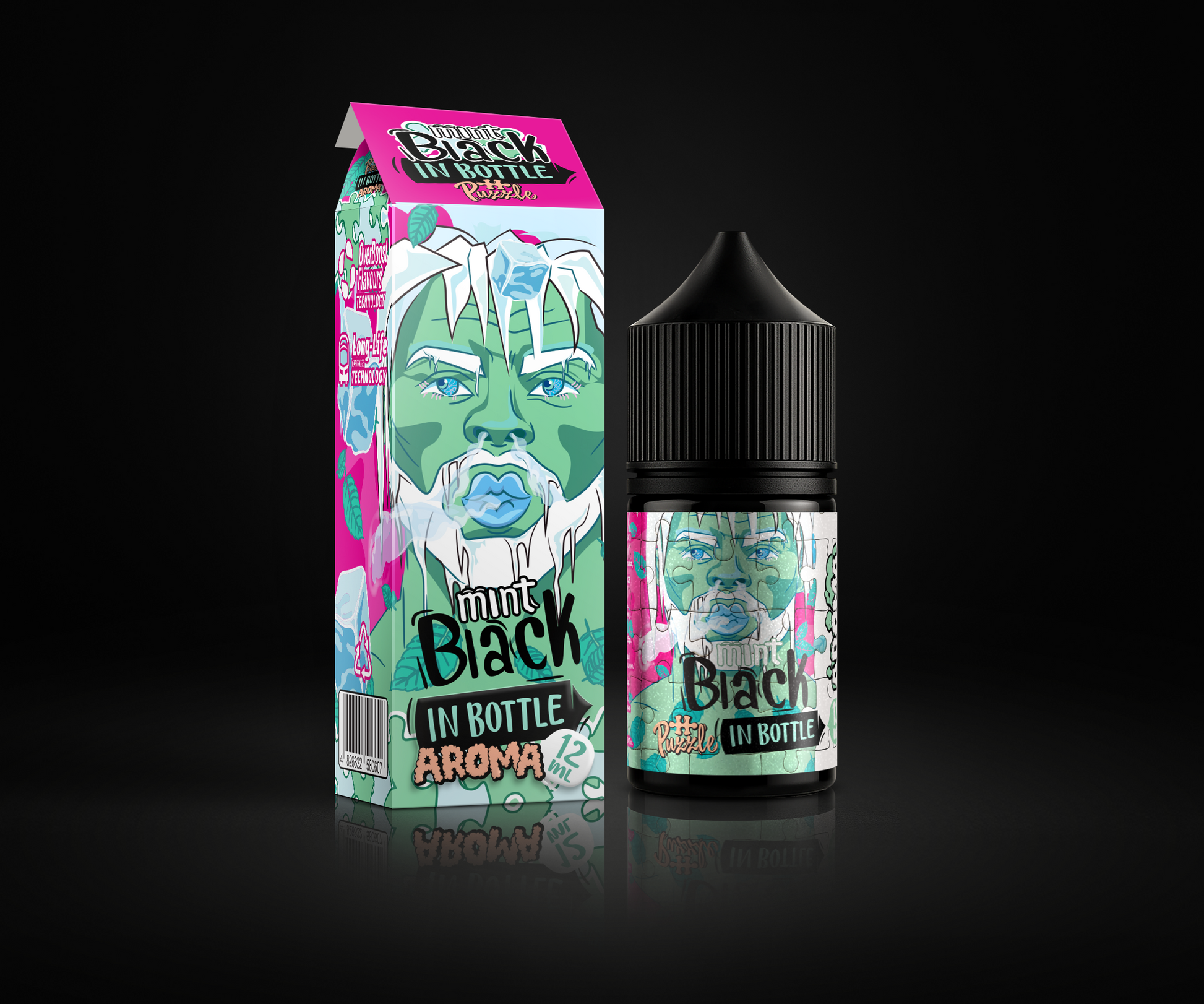 Black Mint e-liquid and flavor packaging