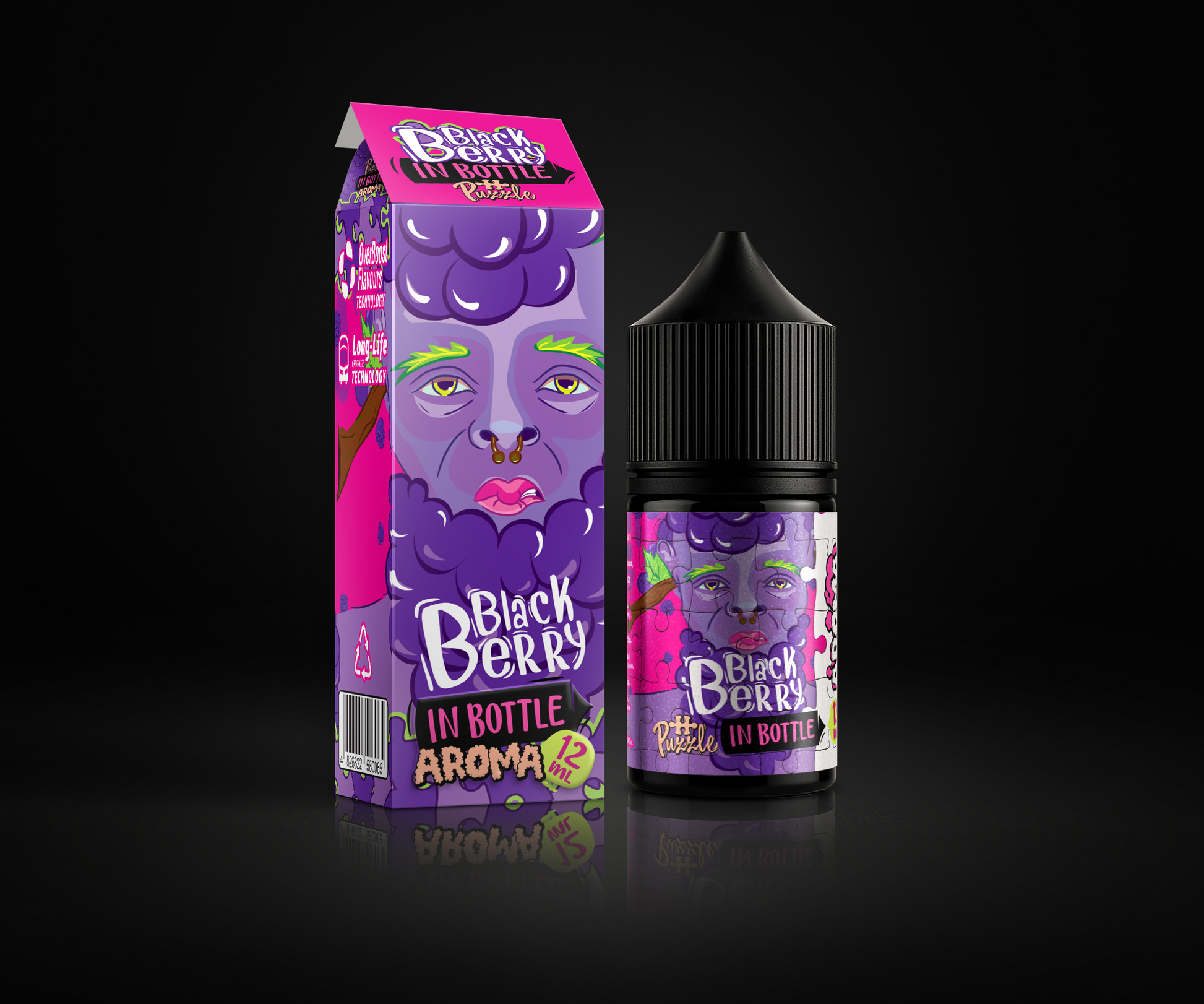 Blackberry e-liquid and flavor packaging
