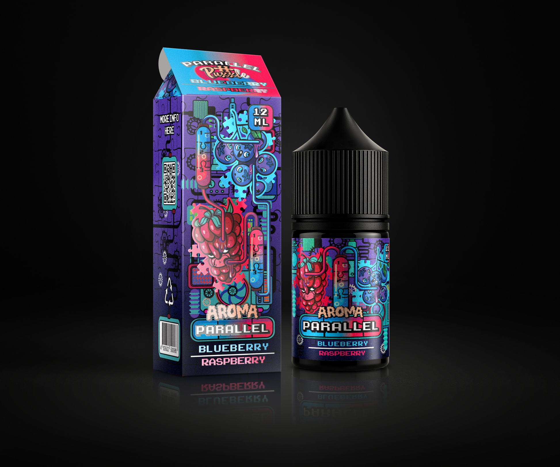 Parallel Blueberry Raspberry e-liquid and flavor packaging