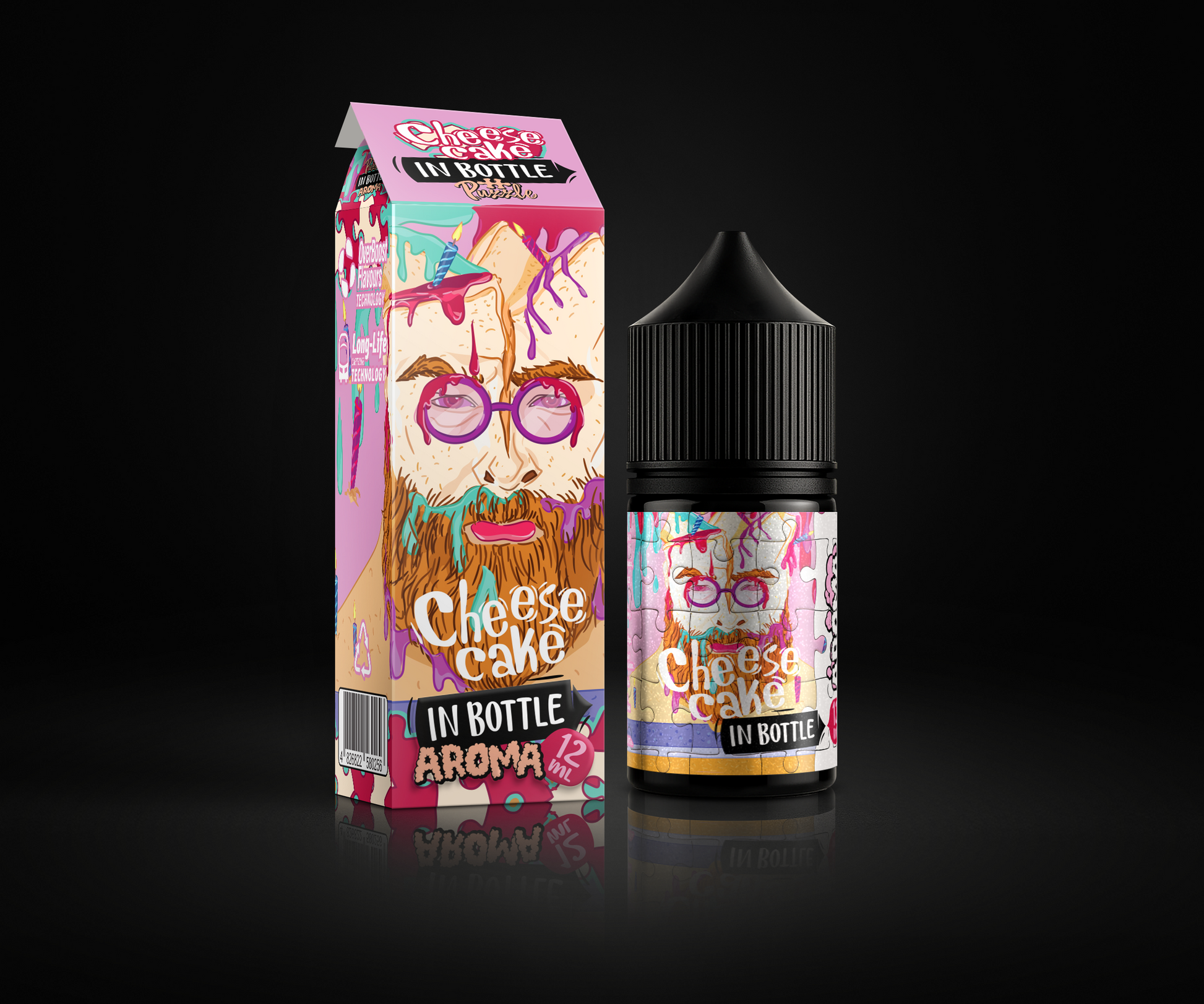 Cheese Cake e-liquid and flavor packaging