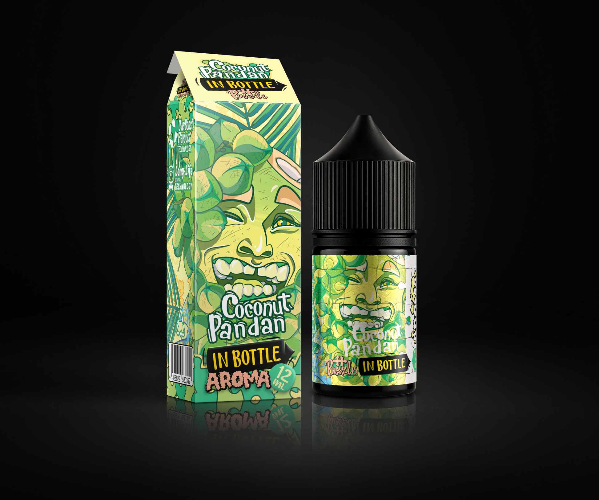 Coconut Pandan e-liquid and flavor packaging