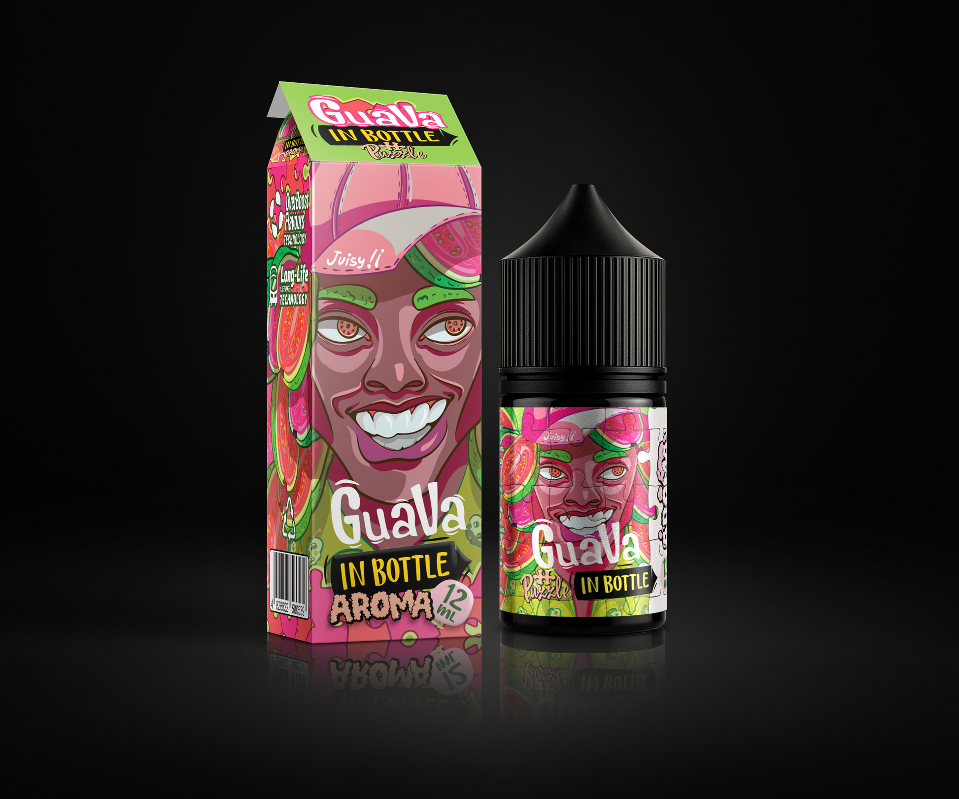 Guava e-liquid and flavor packaging