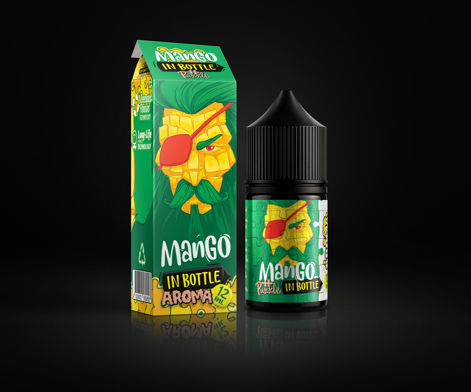Mango e-liquid and flavor packaging