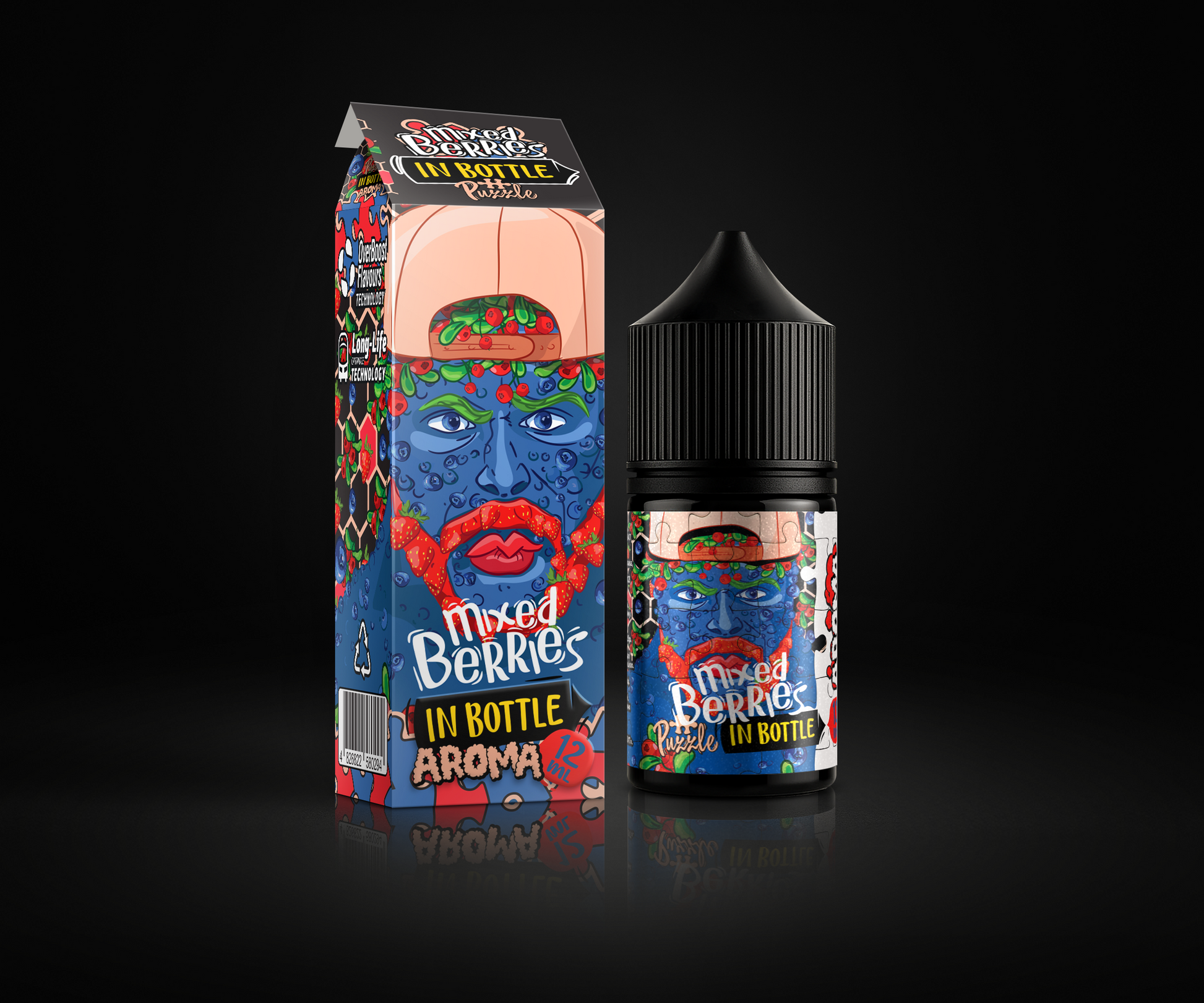 Mixed Berries e-liquid and flavor packaging