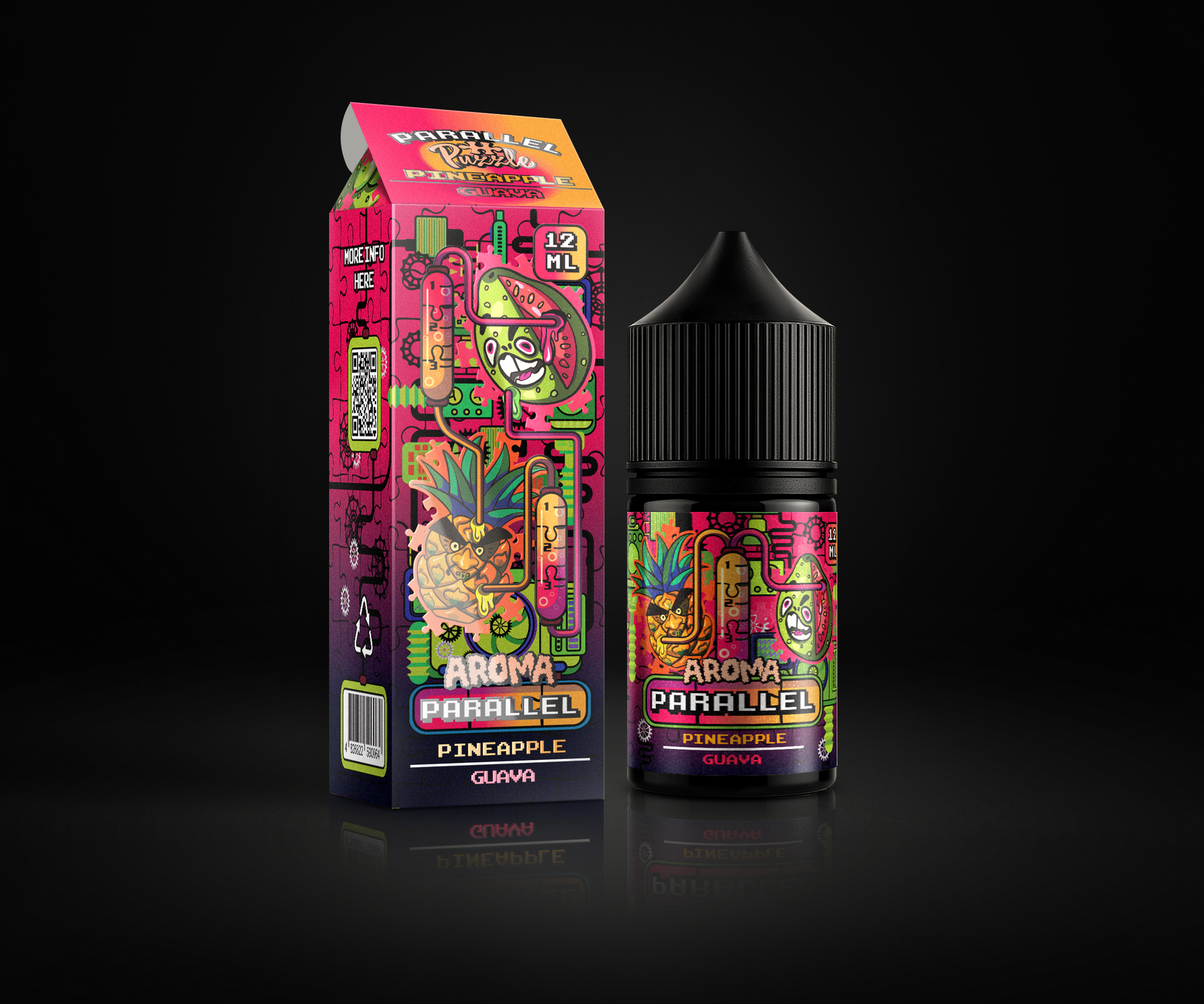 Parallel Pineapple Guava e-liquid and flavor packaging