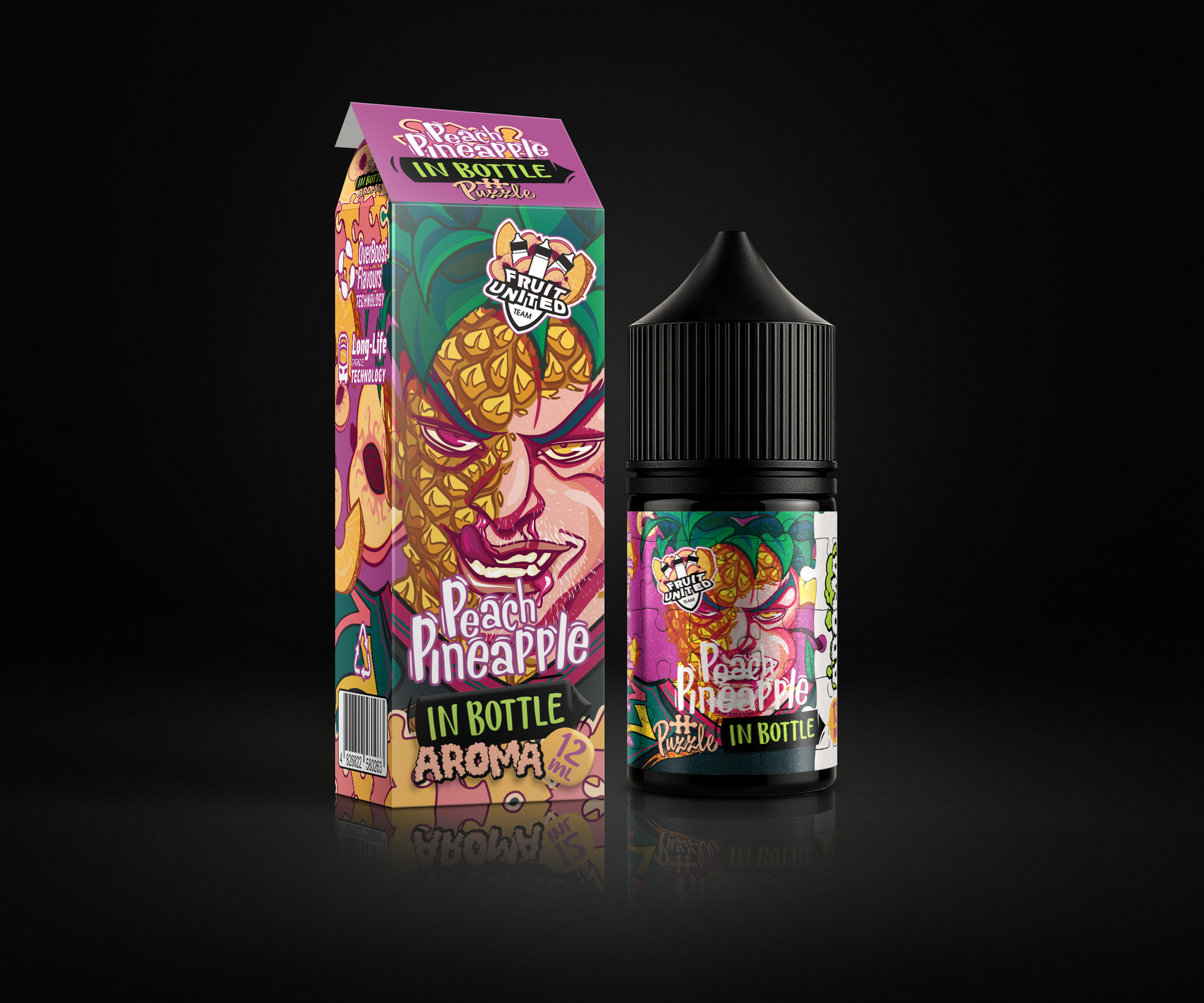 Pineapple Peach e-liquid and flavor packaging