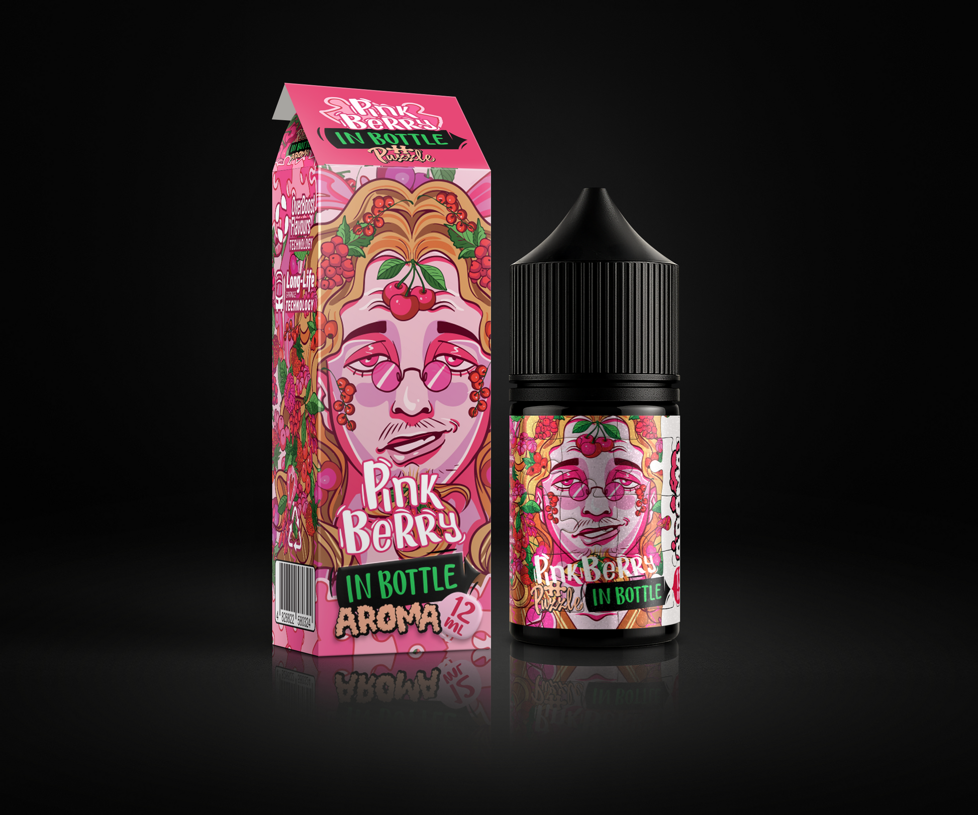 Pink Berry e-liquid and flavor packaging