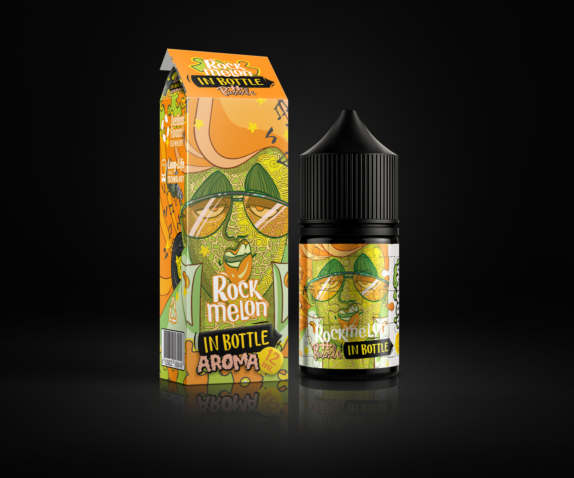 Rockmelon e-liquid and flavor packaging
