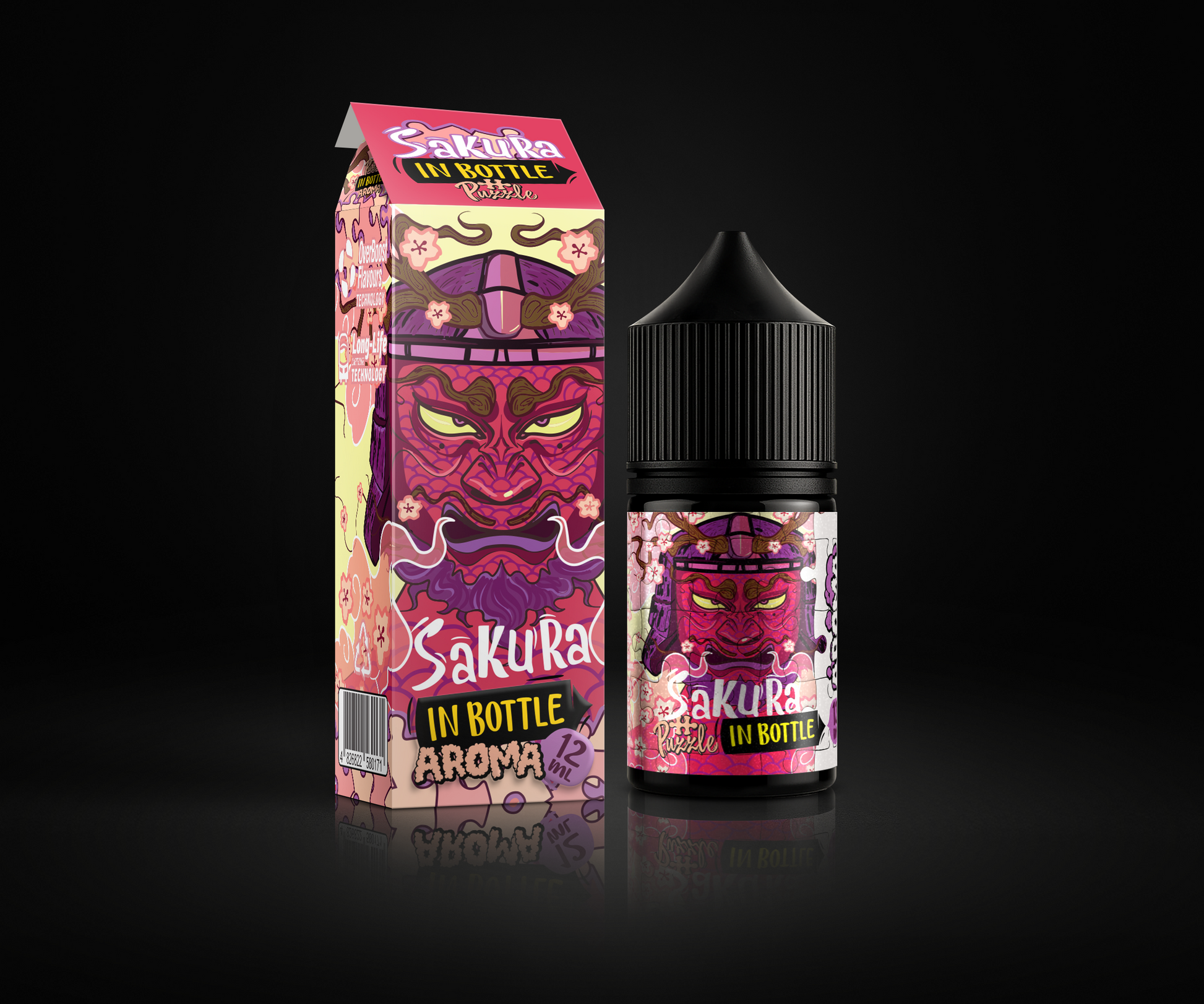 Sakura e-liquid and flavor packaging