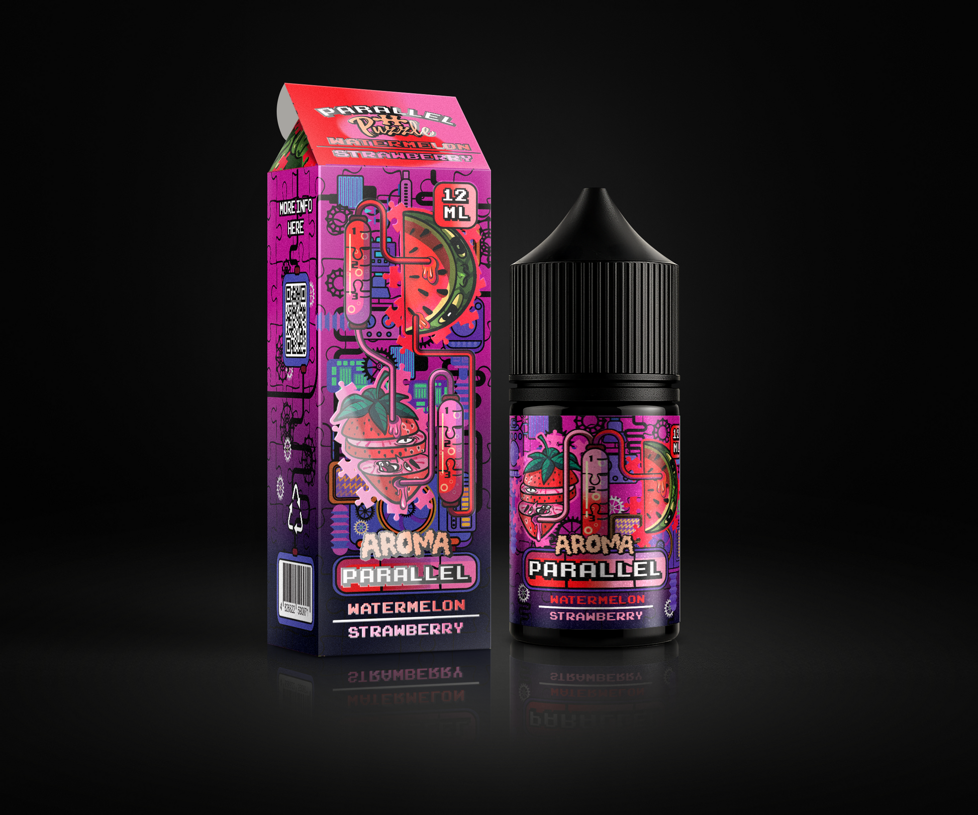 Parallel Strawberry Watermelon e-liquid and flavor packaging