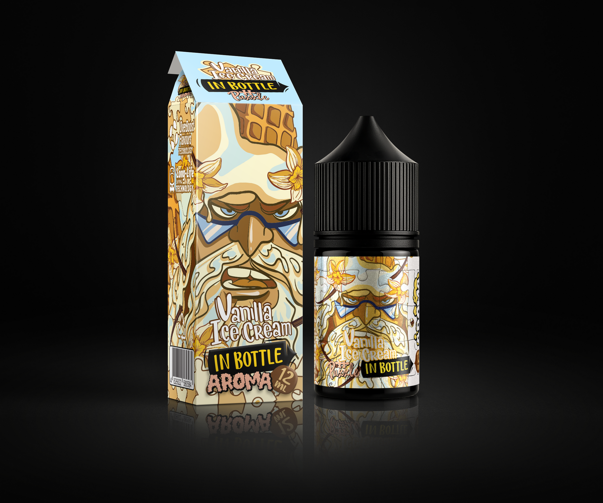 Vanilla Ice Cream e-liquid and flavor packaging