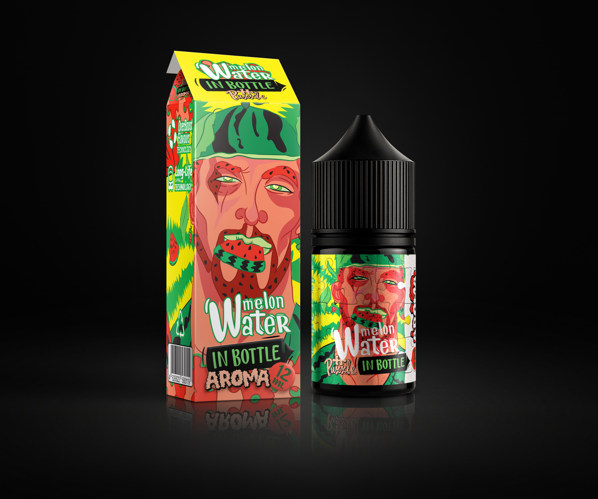 Watermelon e-liquid and flavor packaging