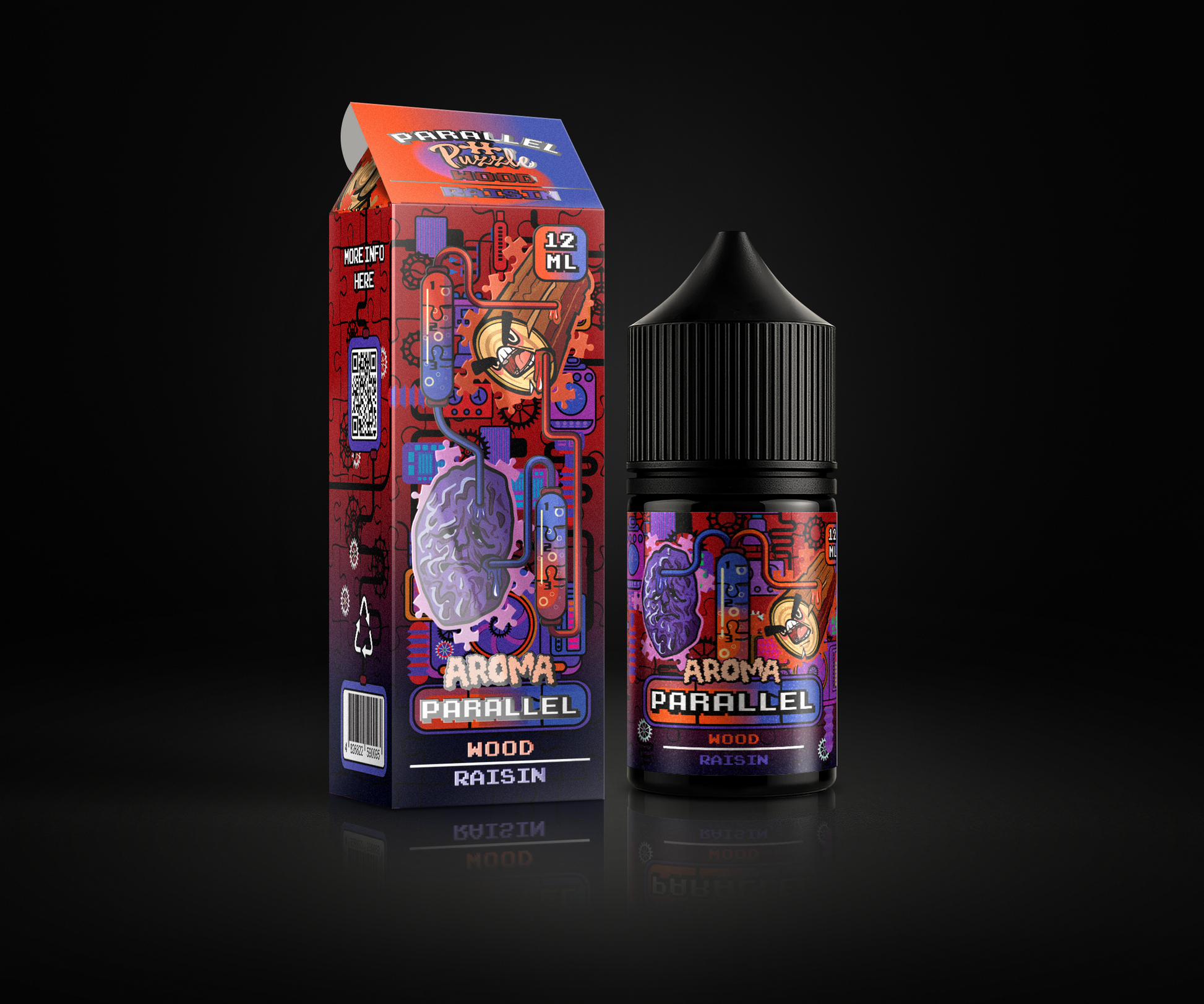 Parallel Wood Raisin e-liquid and flavor packaging